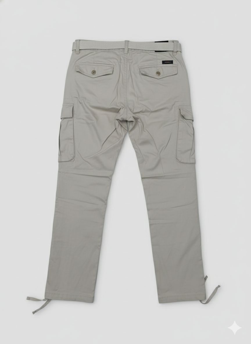 Rareware charcoal off white cargo pants featuring a matching fabrick belt