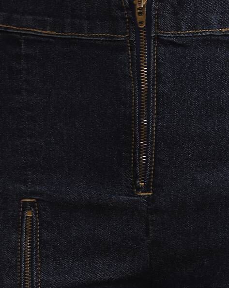 High Rise Zipper Detail Mini Denim Shorts