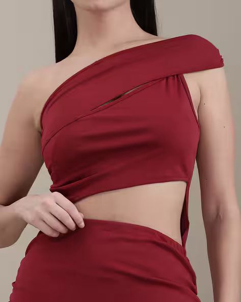 One Shoulder Front Cut-Out Maxi Mermaid Dress