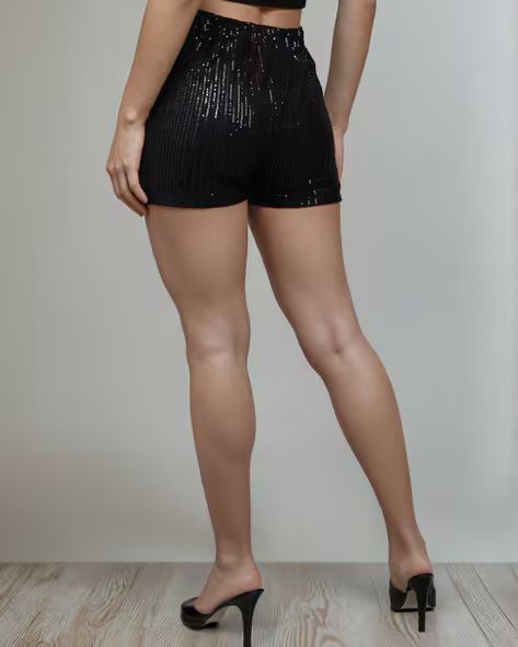 Party High Rise Sequined Mini Shorts