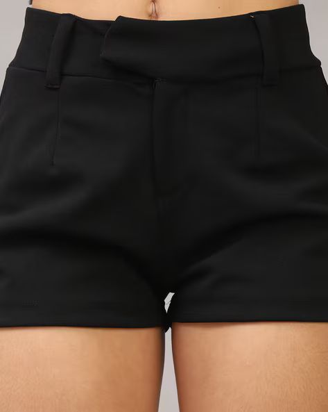 Pleated Mini Shorts with Back Welt Pockets