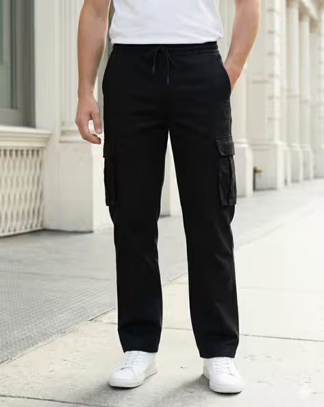 Full Length Elasticated Drawstring Waist Cargo Pant
