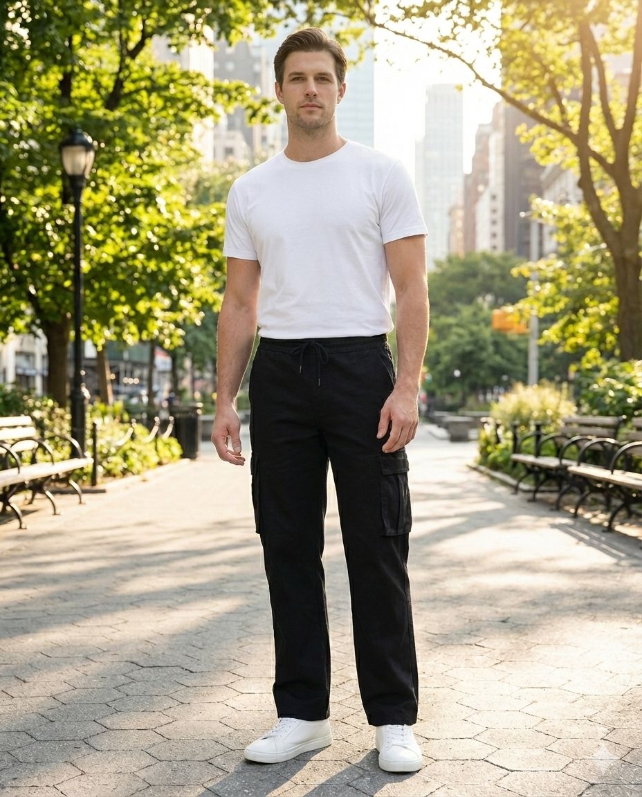 Full Length Elasticated Drawstring Waist Cargo Pant