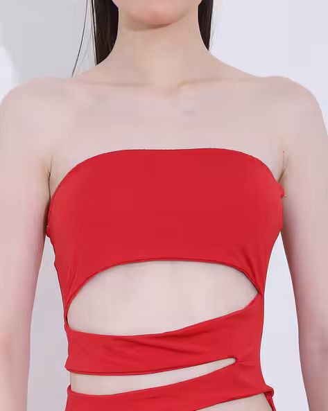 Strapless Front Cut-Out Mini Bodycon Dress