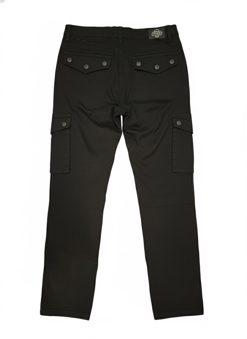 Men’s Black Cargo Pants – Slim Fit, Multi-Pocket Utility Trousers