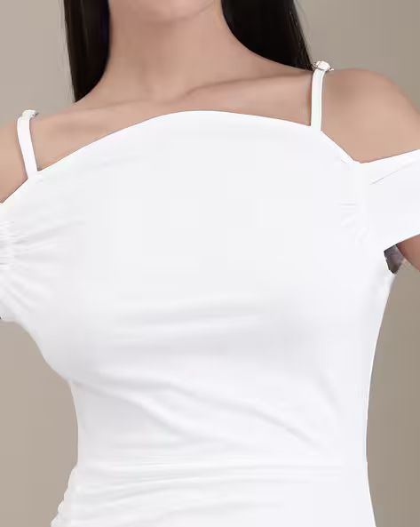 Cold Shoulder Ribbed Mini Ruched Bodycon Dress