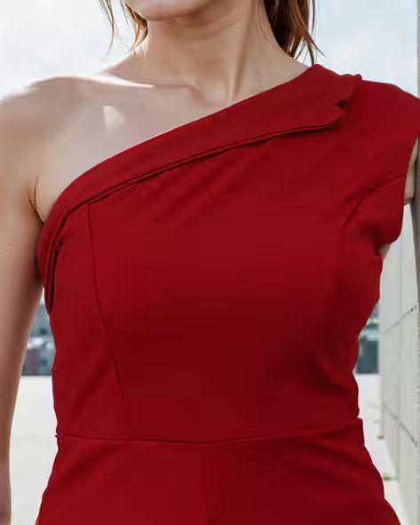 One Shoulder Neck Lapel Detail Playsuit