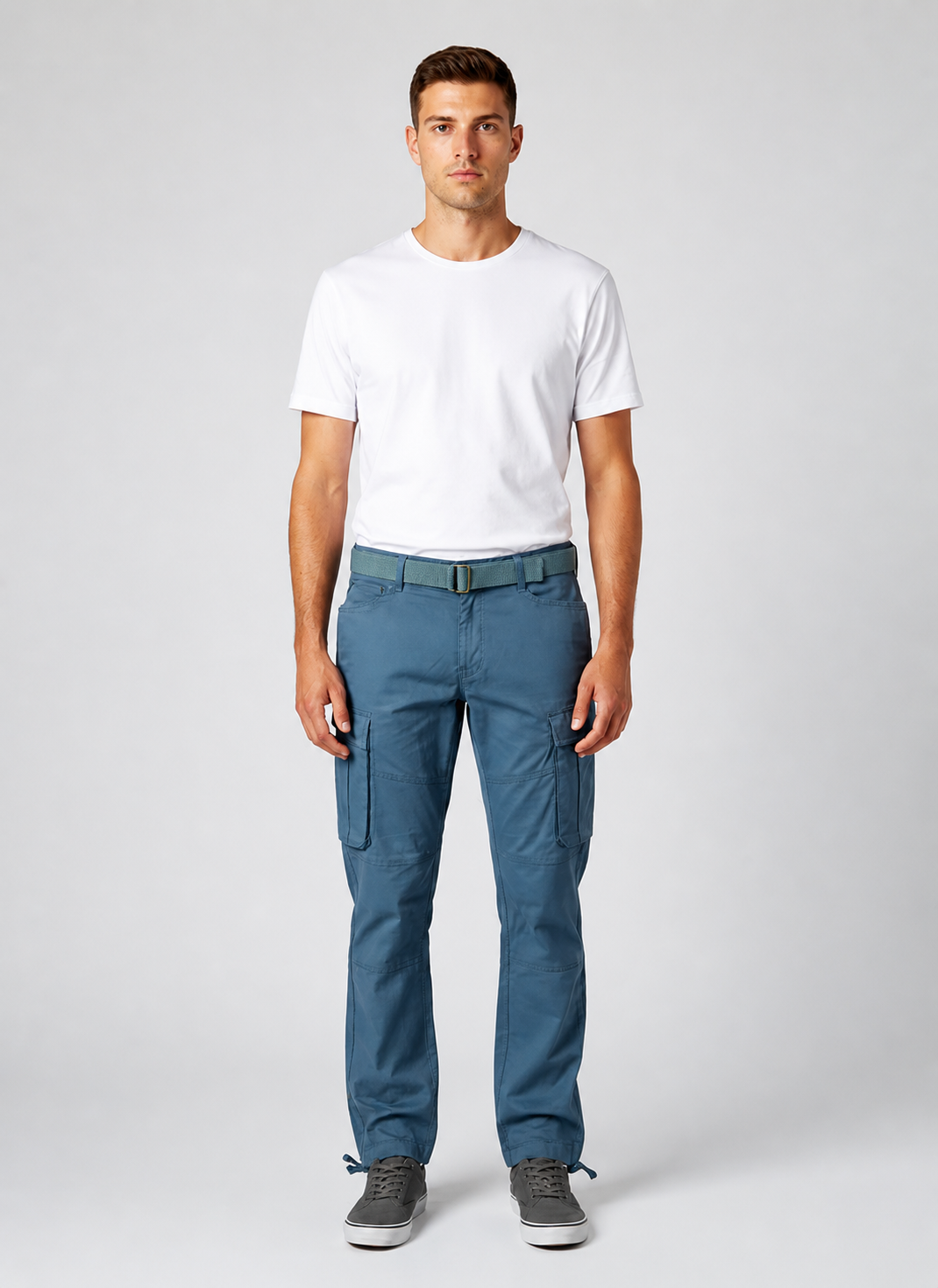 Cargo pants featuring a matching fabric belt