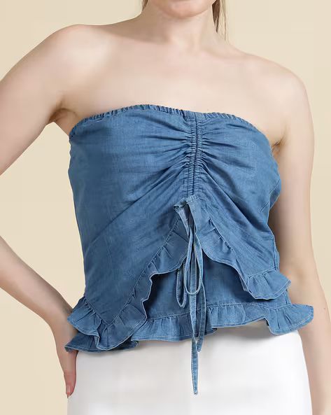 Strapless Double Layered Ruffle Tube Fitted Top