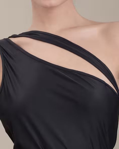 Fitted One Shoulder Strap Cut-Out Leotard Top